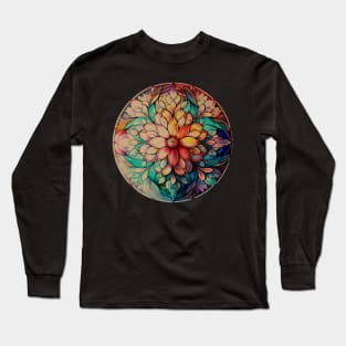 Utopian Conversion Vintage Stained Glass Mandala Long Sleeve T-Shirt